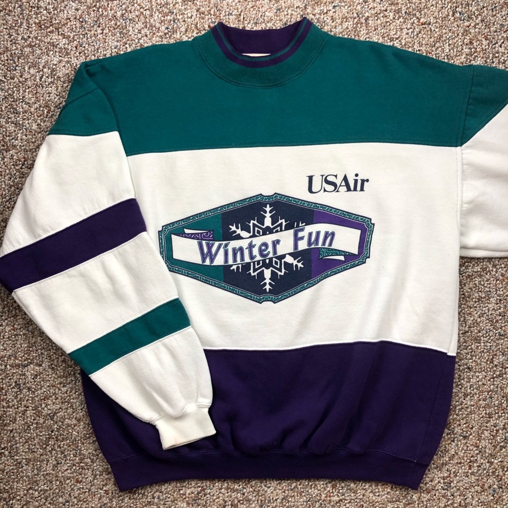Vintage USAir crewneck sweatshirt XL color block
